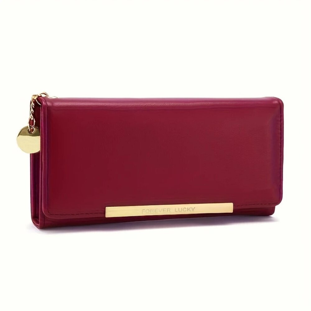 Ladies Stylish Long Bifold Wallet - Burgundy